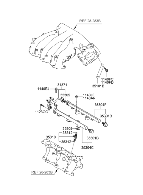 2006 Kia Optima Throttle Body & Injector Diagram