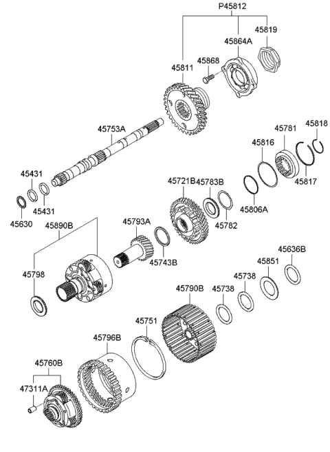 2008 Kia Optima Bearing-Thrust Diagram for 457113A211