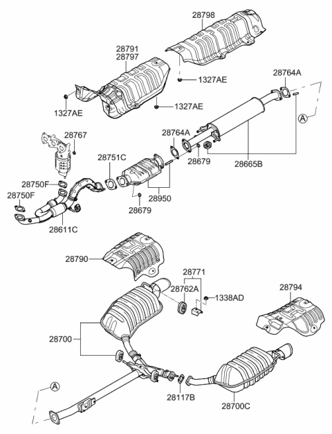 2008 Kia Optima Muffler & Exhaust Pipe Diagram 2