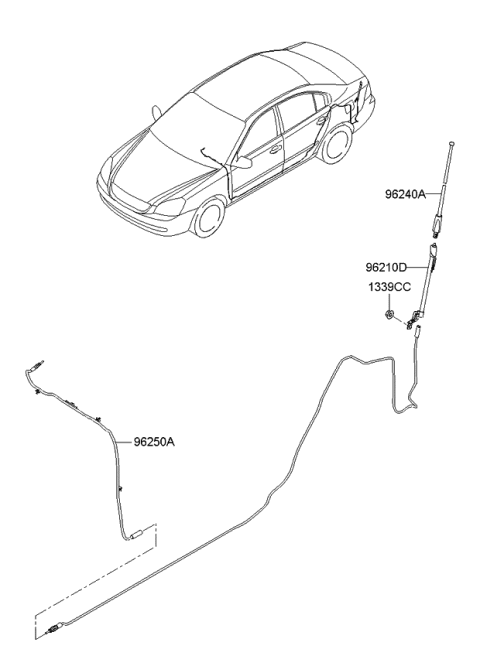 2008 Kia Optima Radio(Rod) Antenna Assembly Diagram for 962302G000