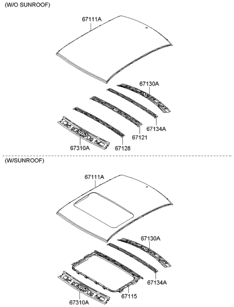 2007 Kia Optima Rail Assembly-Roof Front Diagram for 671212G000