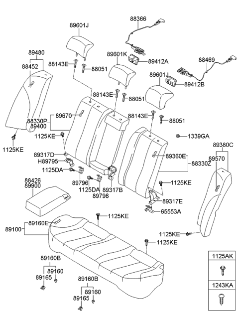 2008 Kia Optima Rear Seat Back Covering Assembly Right Diagram for 894602G600804