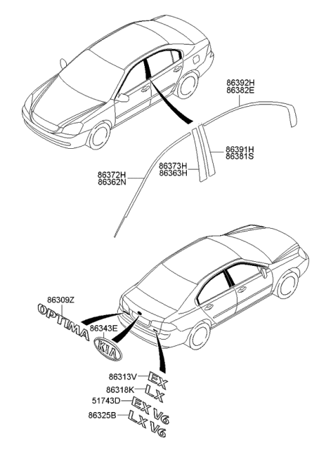 2007 Kia Optima Emblem Diagram