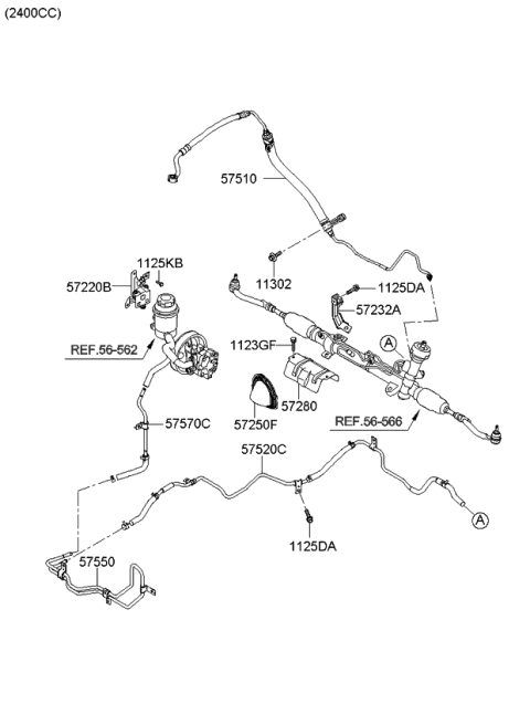 2008 Kia Optima Power Steering Hose & Bracket Diagram 1