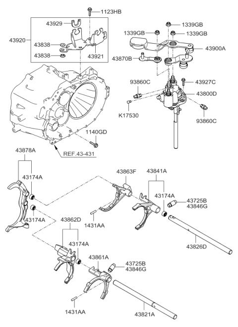 2008 Kia Optima Gear Shift Control-Manual Diagram 1