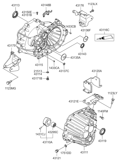 2008 Kia Optima Transaxle Case-Manual Diagram