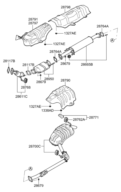 2007 Kia Optima Front Muffler Assembly Diagram for 286102G400