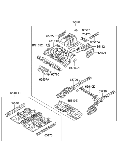 2007 Kia Optima Member Assembly-Rear Floor Diagram for 657102G150