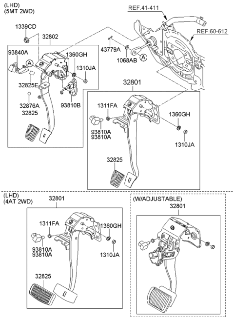 2008 Kia Optima Pedal Assembly-Brake Diagram for 328002G400