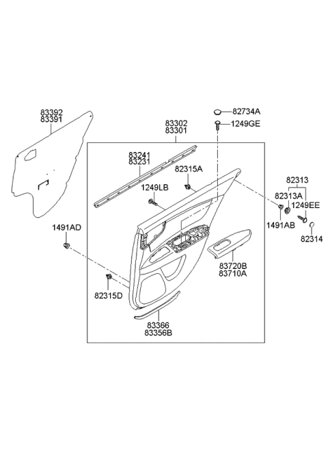 2006 Kia Optima Panel Complete-Rear Door Trim Diagram for 833022G110R0