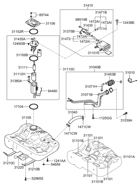 2006 Kia Optima Pad-Fuel Tank Diagram for 311012G100