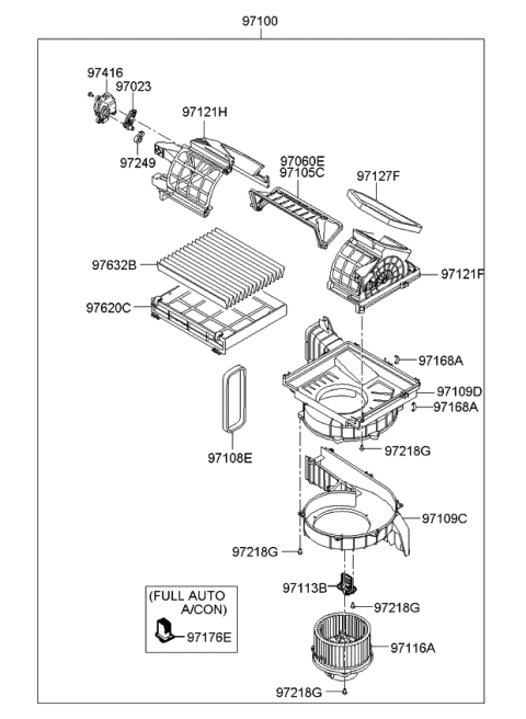 2008 Kia Optima Blower Motor Assembly Diagram for 971132G000