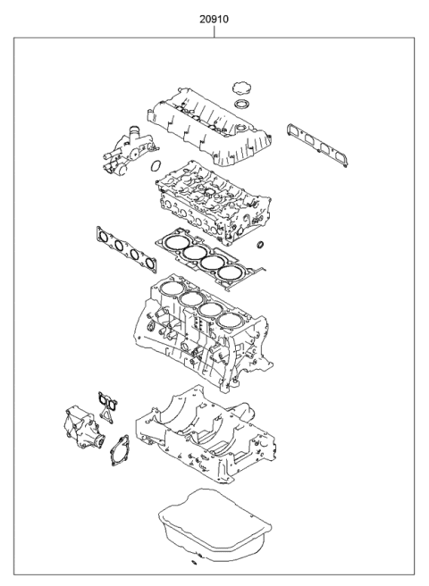 2008 Kia Optima Gasket Kit-Engine Diagram for 2091025C01A