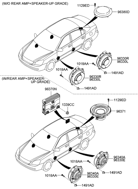 2006 Kia Optima Front Speaker & Protector Assembly, Right Diagram for 963302G500