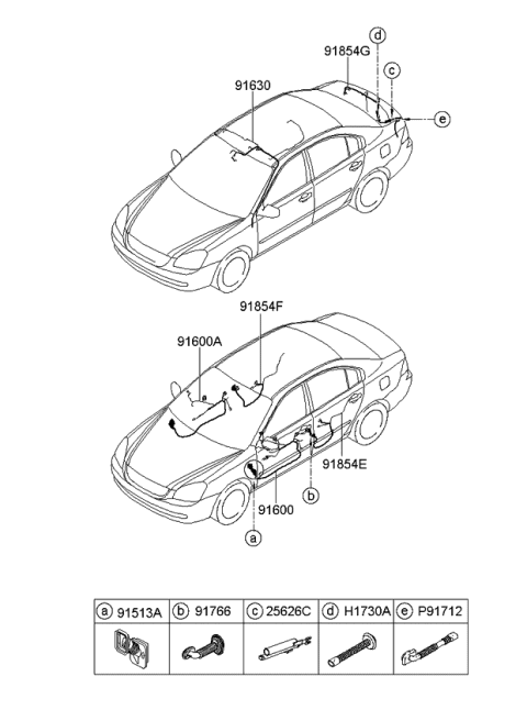 2008 Kia Optima Wiring Assembly-Front Door,As Diagram for 916102G112