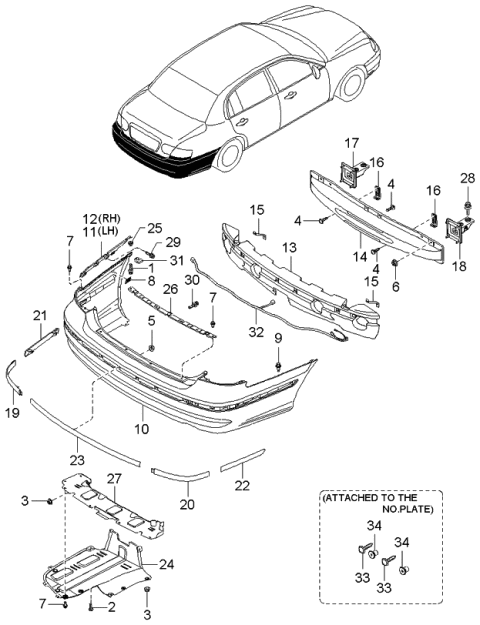 2004 Kia Amanti Rear Bumper Diagram