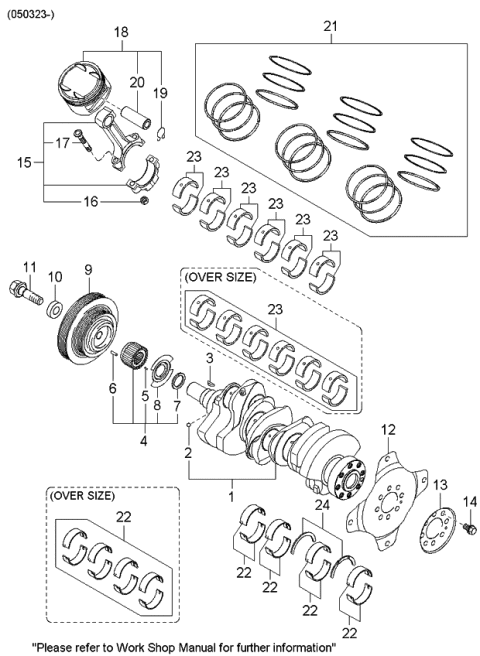 2006 Kia Amanti Crankshaft & Piston Diagram 2