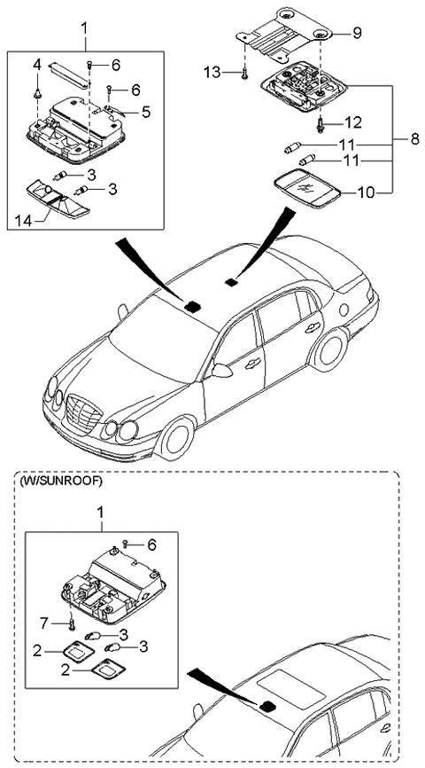 2006 Kia Amanti Lamp Assembly-Room Diagram for 9281039010NF