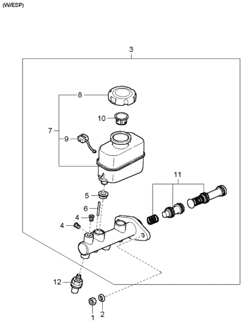 2006 Kia Amanti Piston Kit-Brake Master Diagram for 585013FA10