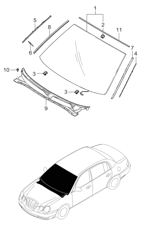 2006 Kia Amanti Cover Assembly-Cowl Top Diagram for 861503F000