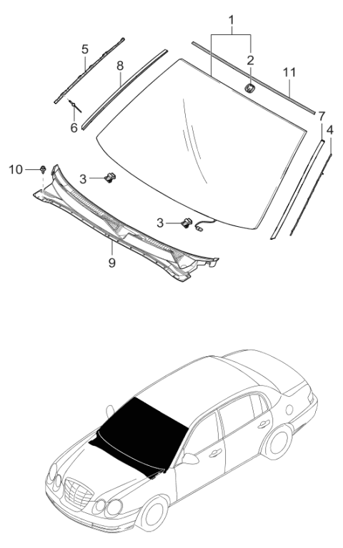 2006 Kia Amanti Windshield Glass Diagram