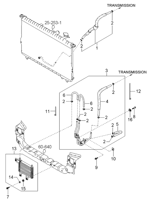 2004 Kia Amanti Oil Cooler Assembly Diagram for 254603F000