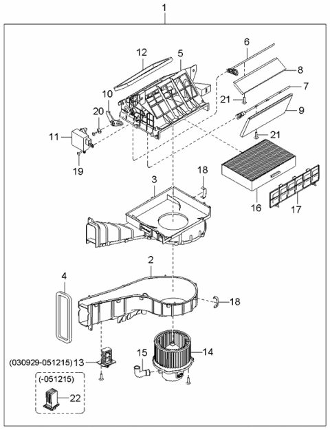2006 Kia Amanti Heater System-Evaporator & Blower Unit Diagram