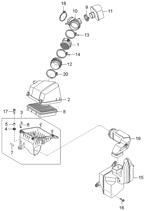 2004 Kia Amanti Duct Assembly-Extension Diagram for 282203F110
