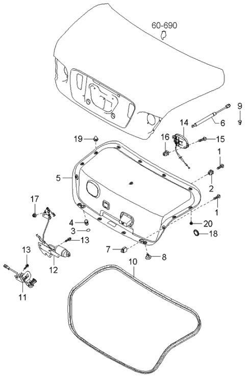 2005 Kia Amanti Handle Assembly-Trunk Lid Diagram for 812403F000