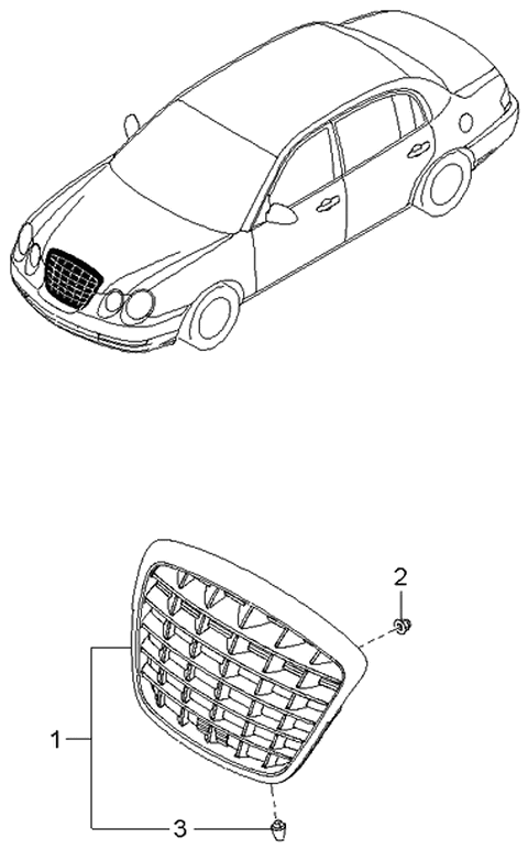 2004 Kia Amanti Radiator Grille Assembly Diagram for 863503F210