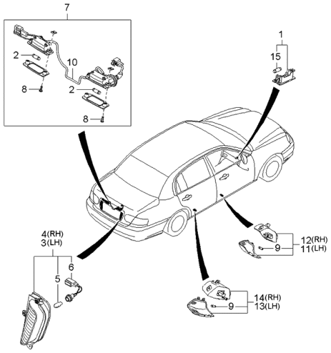 2006 Kia Amanti Back Up Lamp Assembly,RH Diagram for 924023F100