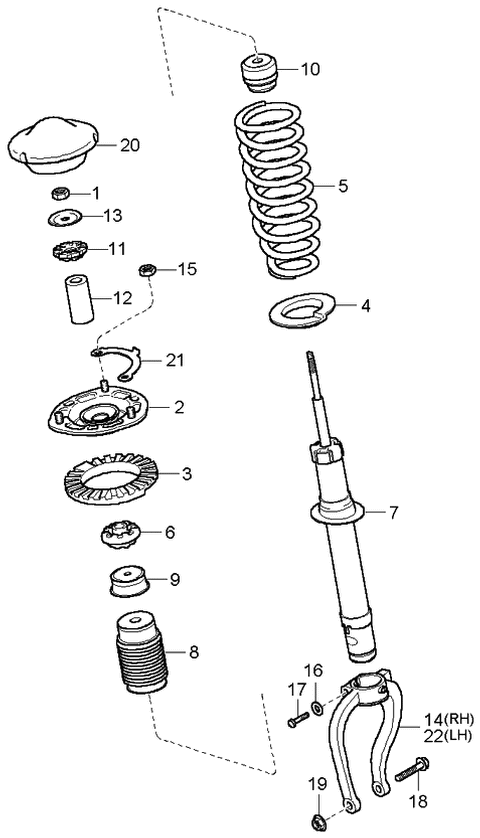 2004 Kia Amanti Fork-Front Side ABSORBER Mounting LH Diagram for 5468138000