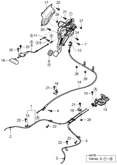 2004 Kia Amanti Cable Assembly-Park Brake Diagram for 597503F000