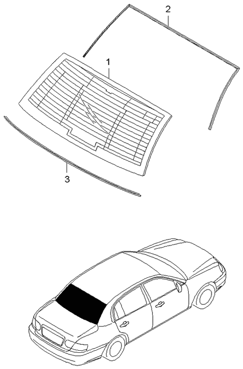 2005 Kia Amanti Glass-Back Window Diagram for 871103F011