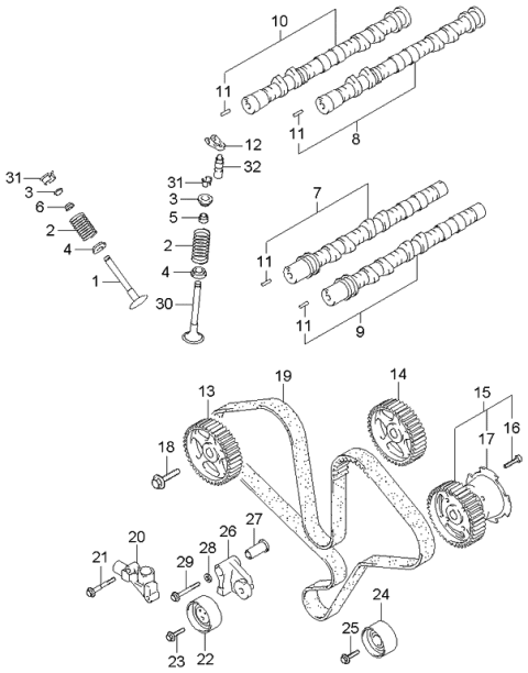 2005 Kia Amanti Camshaft & Valve Diagram