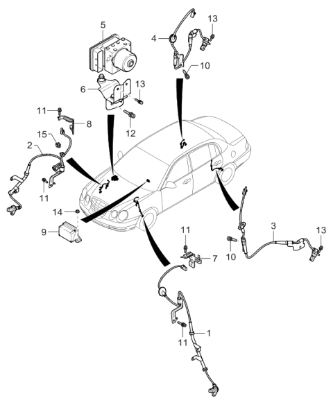 2006 Kia Amanti Wheel Sensor Assembly-Abs Diagram for 599303F000