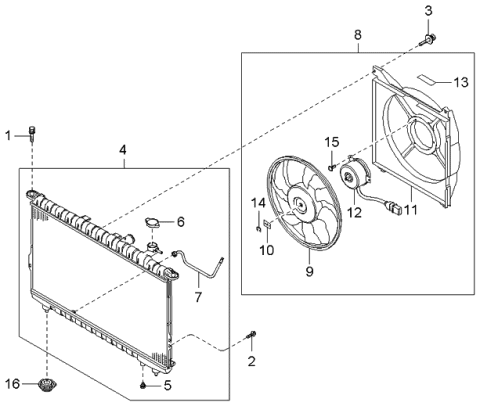 2006 Kia Amanti Radiator Hose & Reservoir Tank Diagram 2