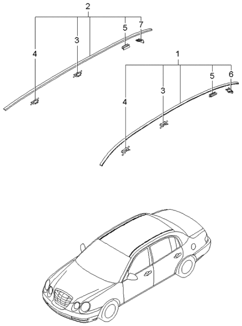2004 Kia Amanti Spacer-Roof Moulding Diagram for 872173F000