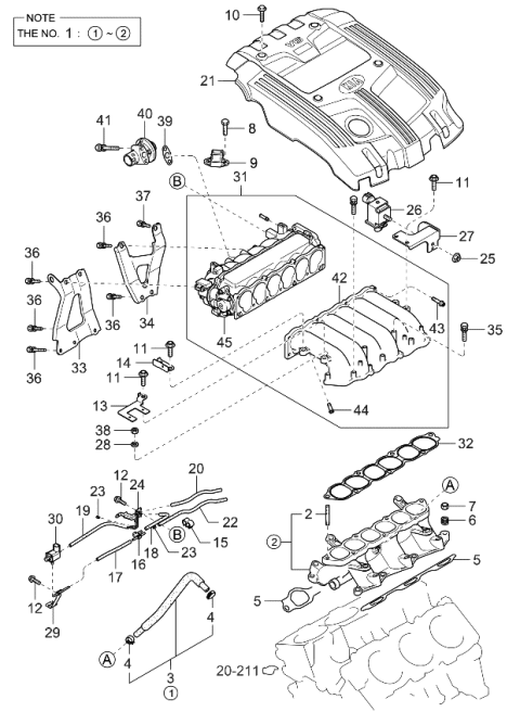 2006 Kia Amanti Bolt Diagram for 292463B001