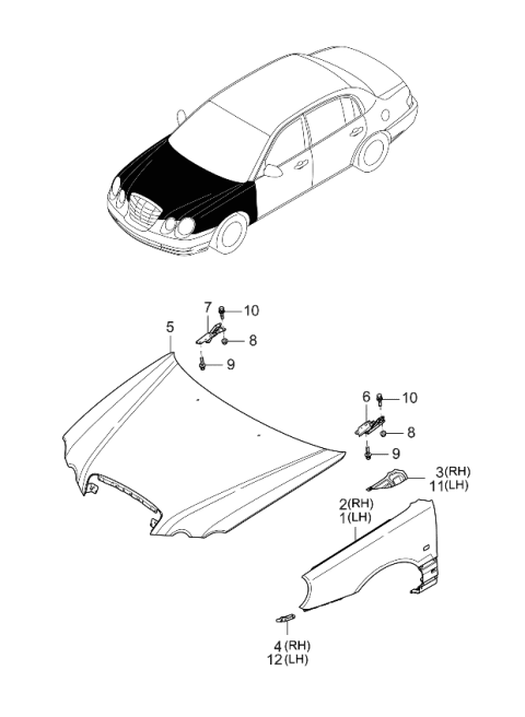 2006 Kia Amanti Panel Assembly-Hood Diagram for 664003F020