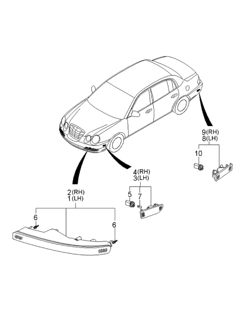 2005 Kia Amanti Lamp Assembly-Rear Side Marker Diagram for 924033F050