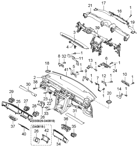 2006 Kia Amanti Crash Pad Upper Diagram