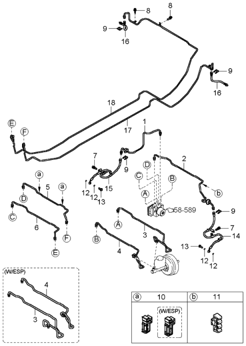 2005 Kia Amanti Tube-Master Cylinder To Hydraulic Module Diagram for 587183F000