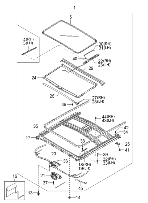 2004 Kia Amanti DEFLECTOR Link-SUNROOF Diagram for 816433F000