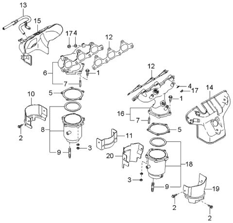 2005 Kia Amanti Exhaust Manifold Assembly, Right Diagram for 2851039655