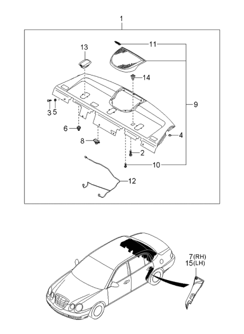 2005 Kia Amanti Wiring Assembly-Rear Package Tray Diagram for 856603F300