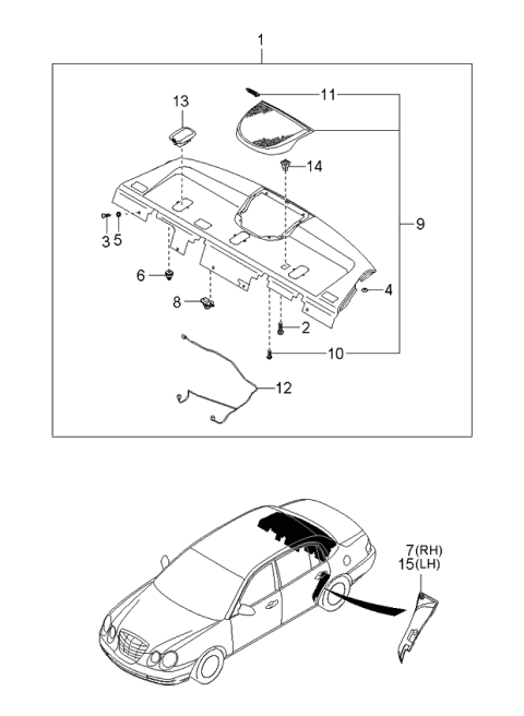 2005 Kia Amanti Trim Assembly-Rear Package Tray Diagram for 856103F150LK