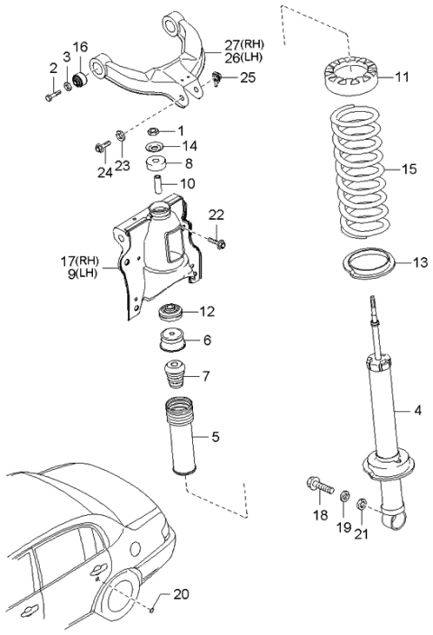 2006 Kia Amanti Rear Shock Absorber & Spring Diagram