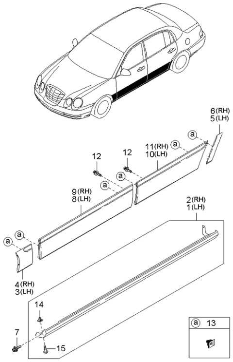 2006 Kia Amanti GARNISH Assembly-Front Door L Diagram for 877113F000