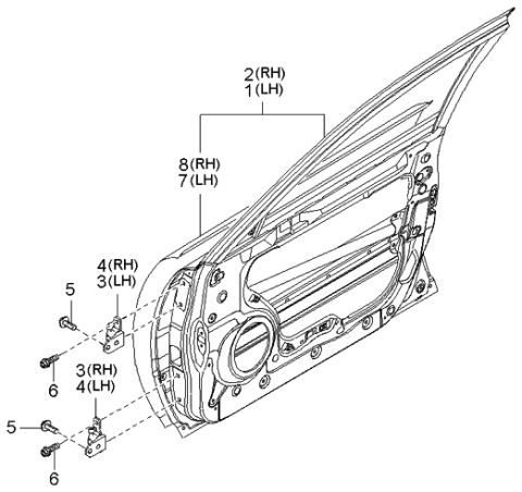 2006 Kia Amanti Old Body Style Panel-Front Door Diagram